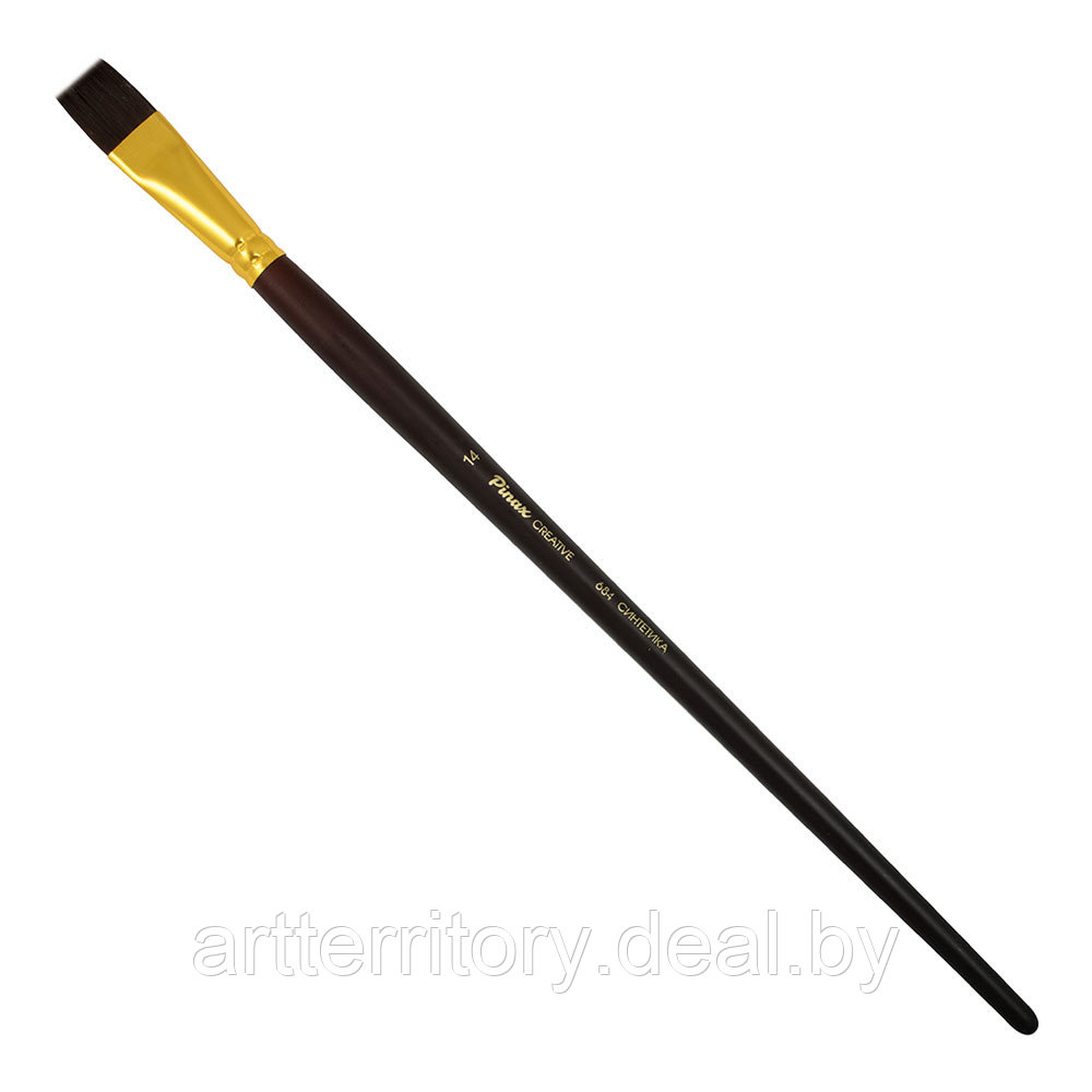 Кисть синтетика жесткая плоская №14 (16 мм) длинная ручка "Pinax Creative" - фото 1 - id-p214673366
