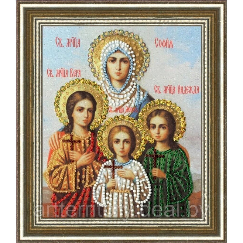 Набор для вышивания Икона Святых Мучениц Веры Надежды Любви и матери их Софии, 15х12,5 см, Золотое руно - фото 1 - id-p214673695