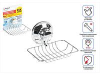 Мыльница настенная на вакуумной присоске, хром. сталь, FIX LOCK, PERFECTO LINEA (130x112x67 мм)