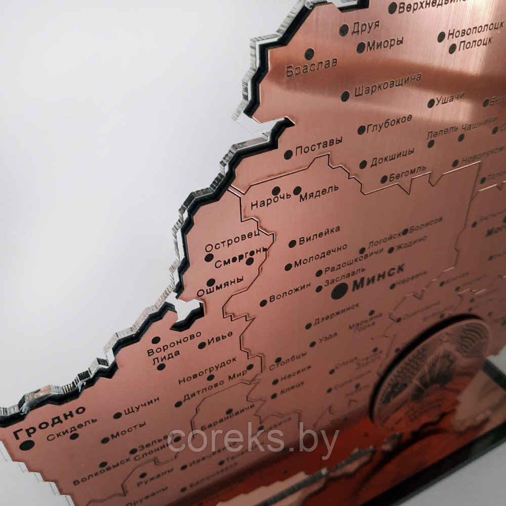 Статуэтка "Карта Беларуси" (размер 30*26*6 см) розовое золото - фото 2 - id-p214683687