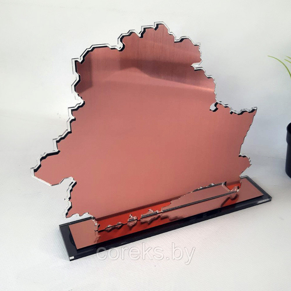Статуэтка "Карта Беларуси" (размер 30*26*6 см) розовое золото - фото 3 - id-p214683687