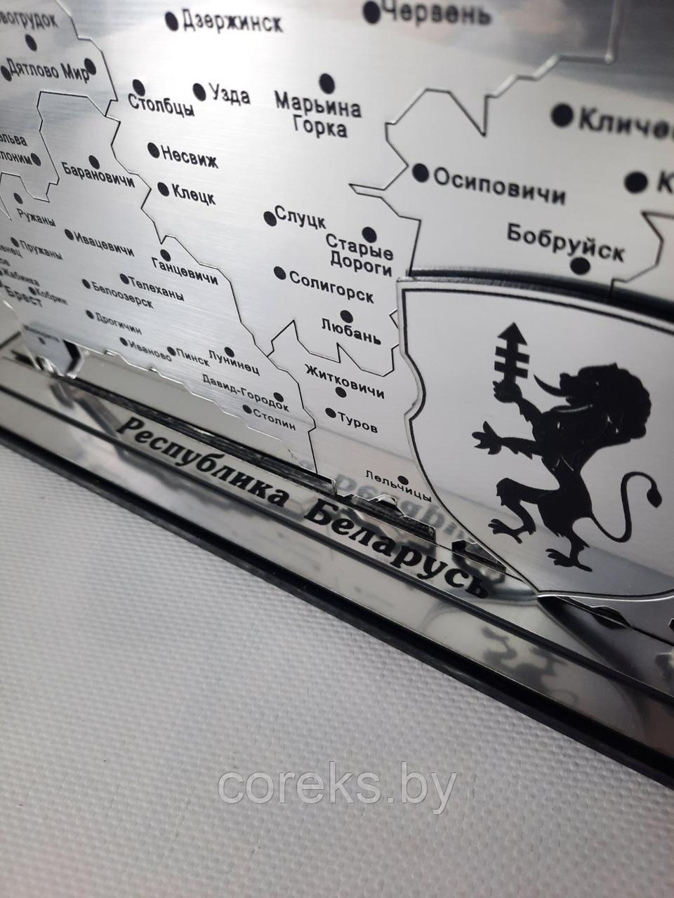 Статуэтка "Карта Беларуси" (размер 30*26*6 см) серебро - фото 3 - id-p214683936