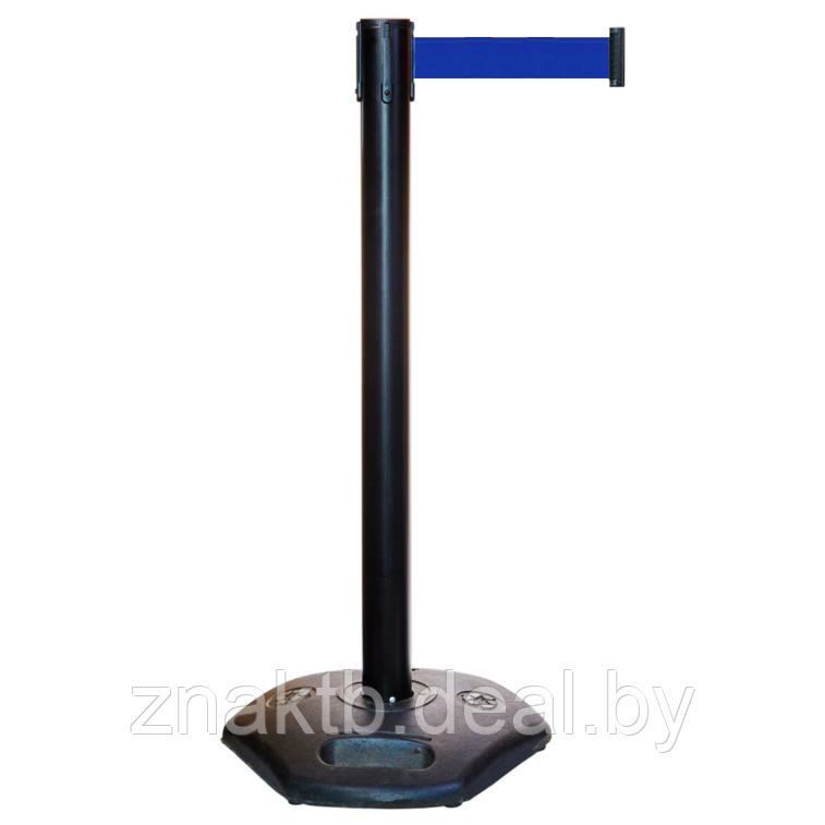 Стойка ограждения IndustrialPro черная пластиковая синяя лента 3 метра - фото 1 - id-p214685954