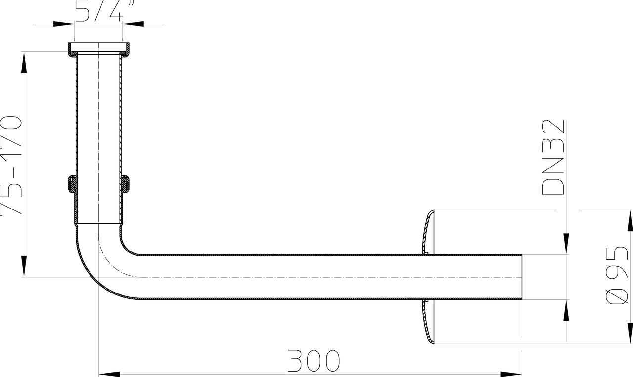Сифон встраиваемый в стену, с гидрозатвором, с патрубком из хромированной латуни (Австрия) - фото 3 - id-p214690448
