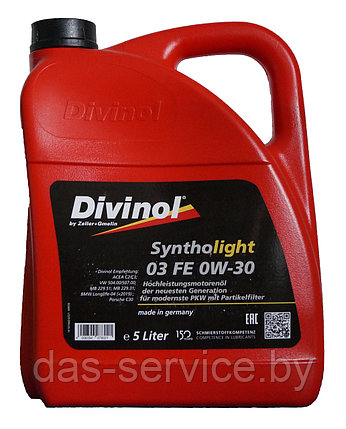 Моторное масло Divinol Syntholight 03 FE 0W-30 (синтетическое моторное масло 0w30) 5 л., фото 2