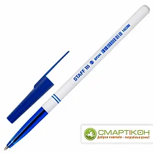 Ручка шариковая STAFF "Basic BP-244", СИНЯЯ, корпус белый, узел 0,7 мм,142286, Китай (50)