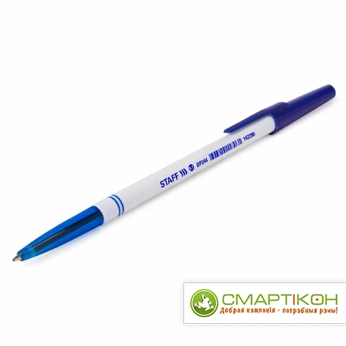 Ручка шариковая STAFF "Basic BP-244", СИНЯЯ, корпус белый, узел 0,7 мм,142286, Китай (50) - фото 4 - id-p214688352