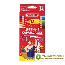 Карандаши цветные ПИФАГОР, 12 цветов, классические, заточенные, картонная упаковка, 180296, Россия