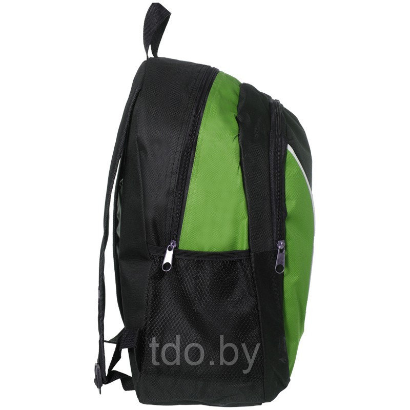 Рюкзак ArtSpace Simple Line черный-зеленый 42х31х15см, 1 отделение, 3 кармана, уплотненная спинка - фото 3 - id-p214693170