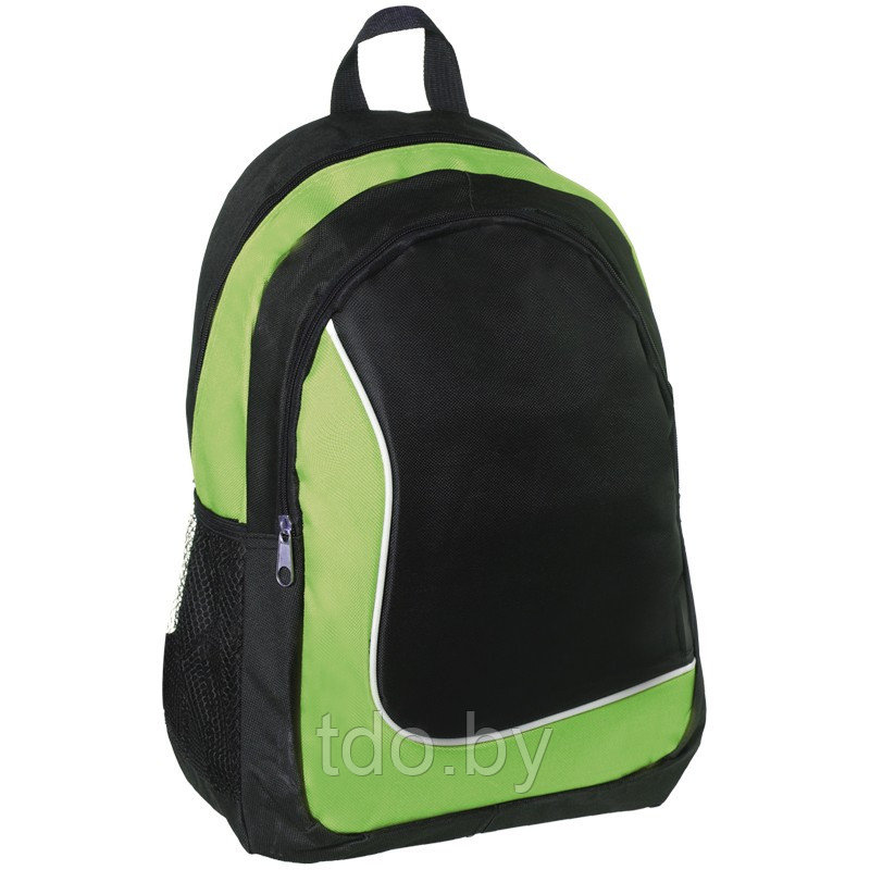Рюкзак ArtSpace Simple Line черный-зеленый 42х31х15см, 1 отделение, 3 кармана, уплотненная спинка