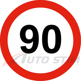 Наклейка 100*100мм (Знак ограничения скорости 90)