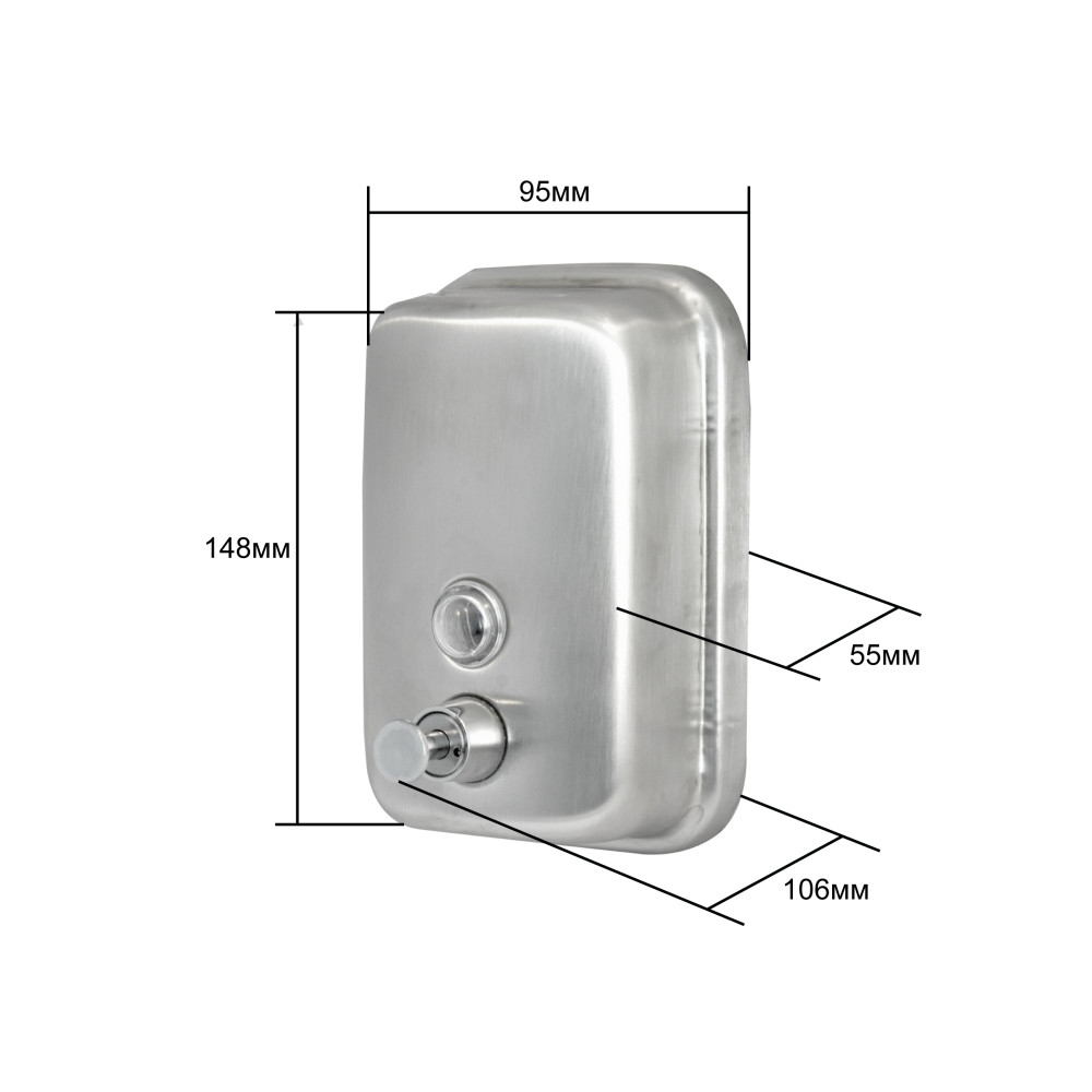 Антивандальный дозатор для жидкого мыла Solinne ТМ 801 ML (500мл), нержавейка матовый - фото 6 - id-p23431302
