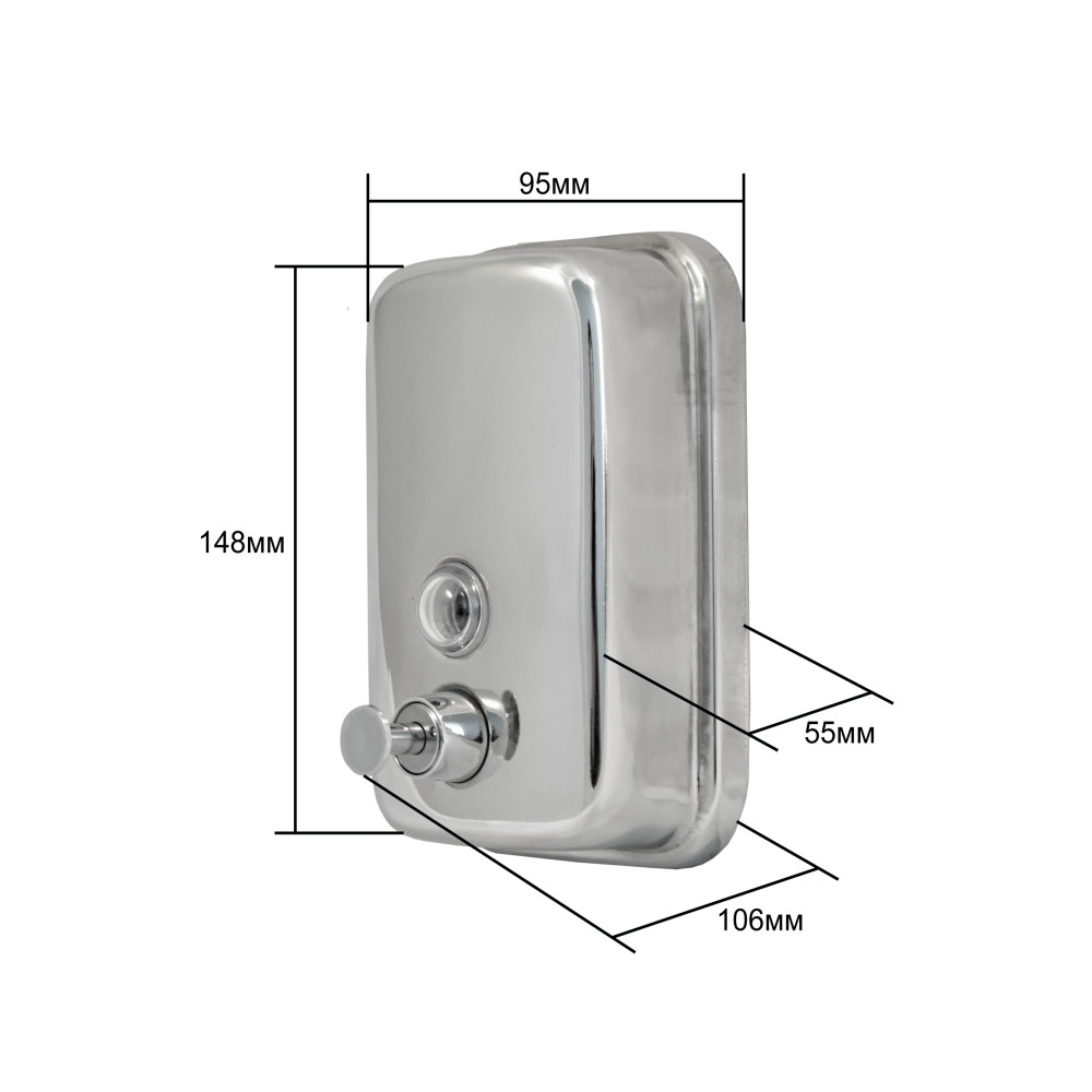Дозатор (диспенсер) для жидкого мыла Solinne ТМ 801 (500мл) нержавейка, глянец - фото 5 - id-p22036134