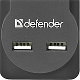 Сетевой фильтр Defender "DFS 753", 5 розеток, 3 м, черный, фото 3