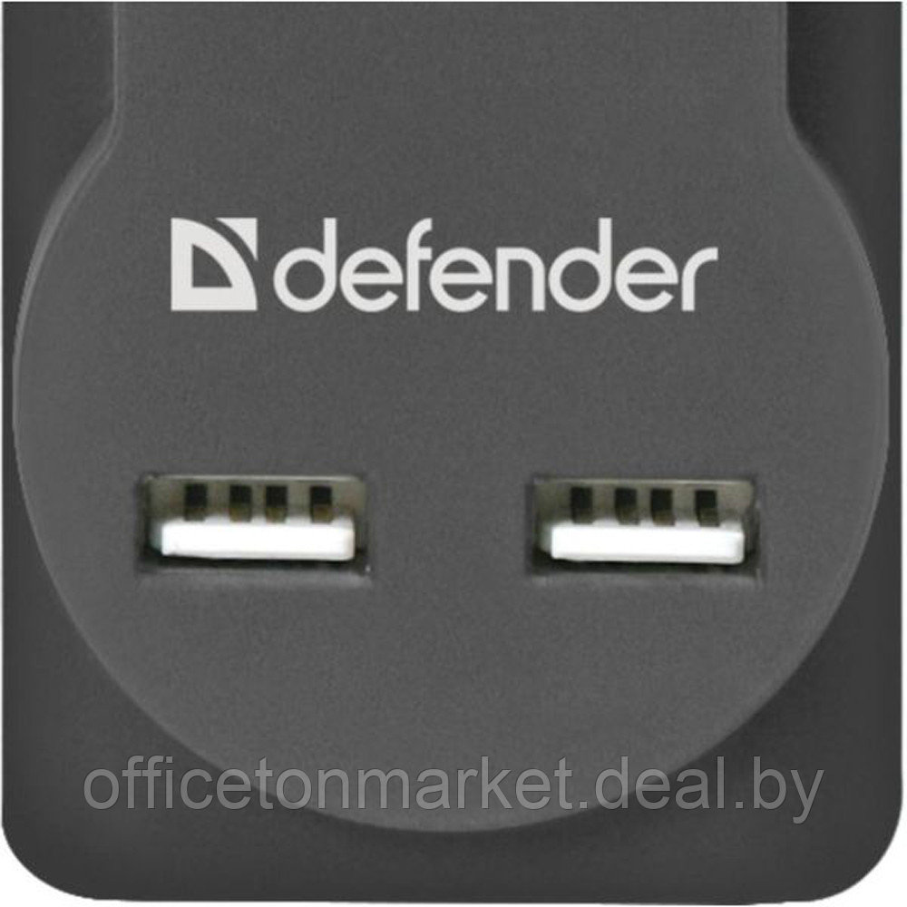 Сетевой фильтр Defender "DFS 753", 5 розеток, 3 м, черный - фото 3 - id-p214694751