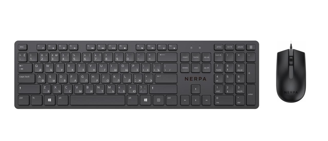 Комплект клавиатура+мышь NERPA NRP-MK150-W-BLK, проводной, 104 кл, 1000DPI, 1.8м, черный - фото 1 - id-p214272334