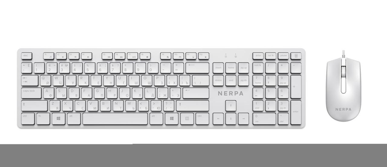 Комплект клавиатура+мышь NERPA NRP-MK150-W-WHT, проводной, 104 кл, 1000DPI, 1.8м, белый - фото 1 - id-p214272335
