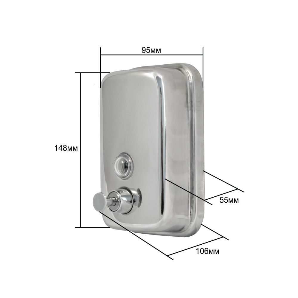 Дозатор (диспенсер) для жидкого мыла Solinne ТМ 801 (500мл) нержавейка, глянец - фото 5 - id-p182746898