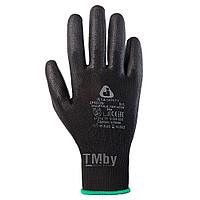 Защ. перчатки из полиэфирной пряжи c полиуретановым покр., цвет черный, размер S /12пар/ JETA PRO JP011b/S