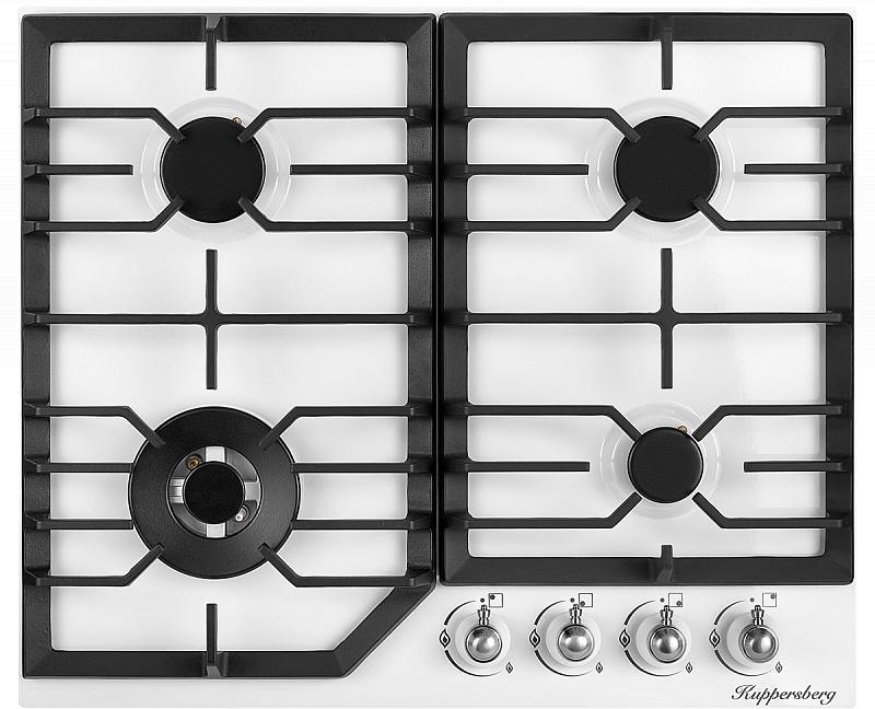 Встраиваемая газовая панель Kuppersberg FS 601 W Silver, классический стиль, ширина 60 см, 4 конфорки, - фото 1 - id-p214713077