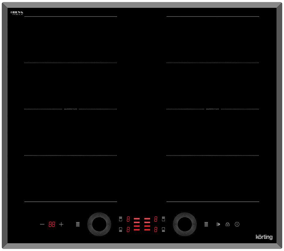 Индукционная варочная панель Korting HIB 68700 B Quadro, Стеклокерамика, ширина 60 см, сенсорное поворотное - фото 1 - id-p214692157