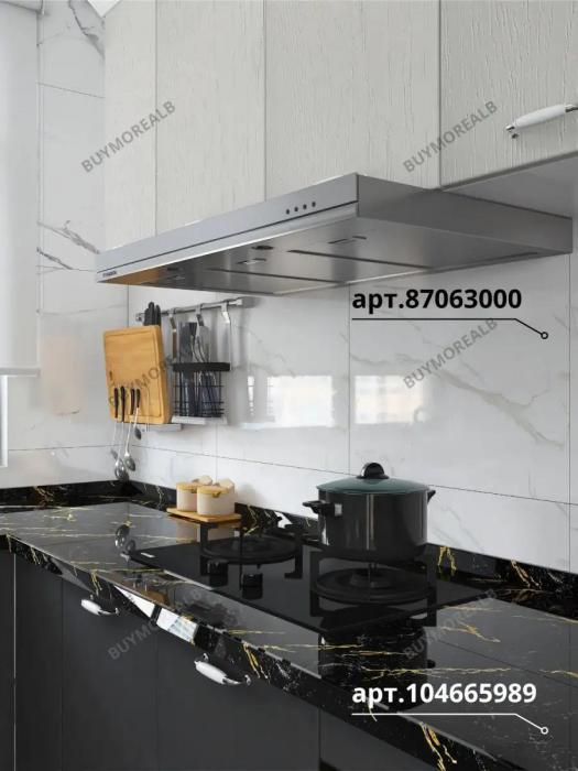 Самоклеющаяся пленка для мебели фартука кухни холодильника на столешницу самоклейка белая глянцевая под мрамор - фото 8 - id-p214715162