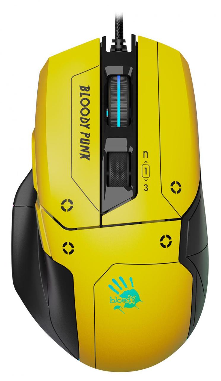 Мышь A4Tech Bloody W70 Max Punk желтый/черный оптическая (10000dpi) USB (11but) - фото 1 - id-p214715595