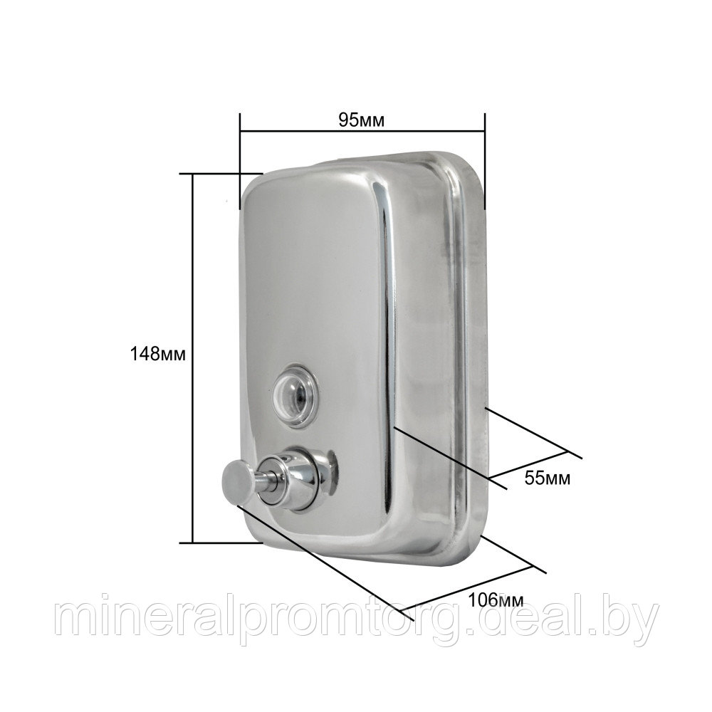 Дозатор (диспенсер) для жидкого мыла Solinne ТМ 801 (500мл) нержавейка, глянец - фото 5 - id-p164030108