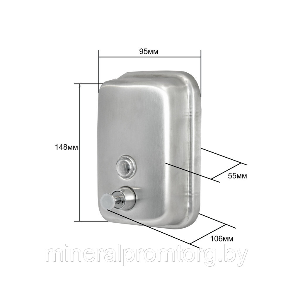 Антивандальный дозатор для жидкого мыла Solinne ТМ 801 ML (500мл), нержавейка матовый - фото 6 - id-p164030128