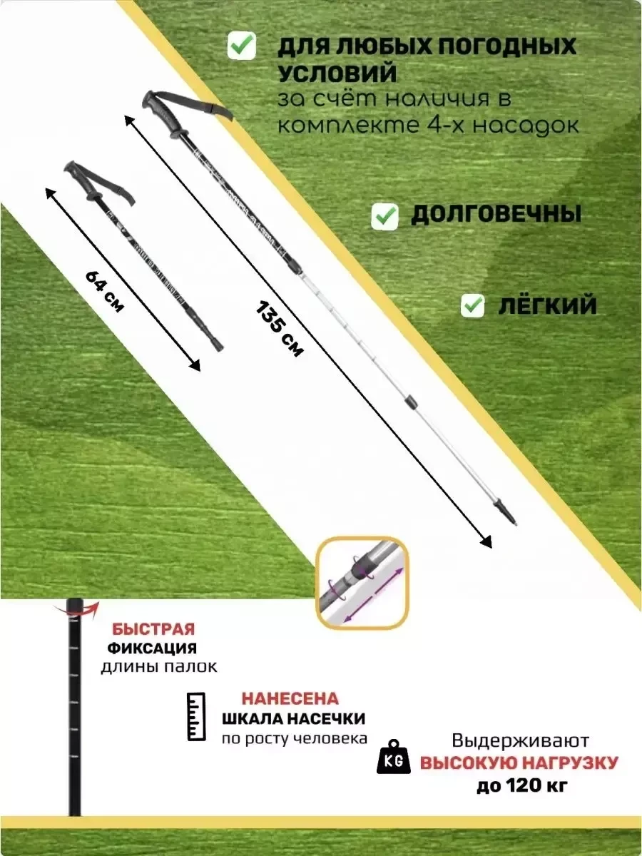 Палки для скандинавской ходьбы S-Maker / складные треккинговые (чёрный) - фото 3 - id-p214716862