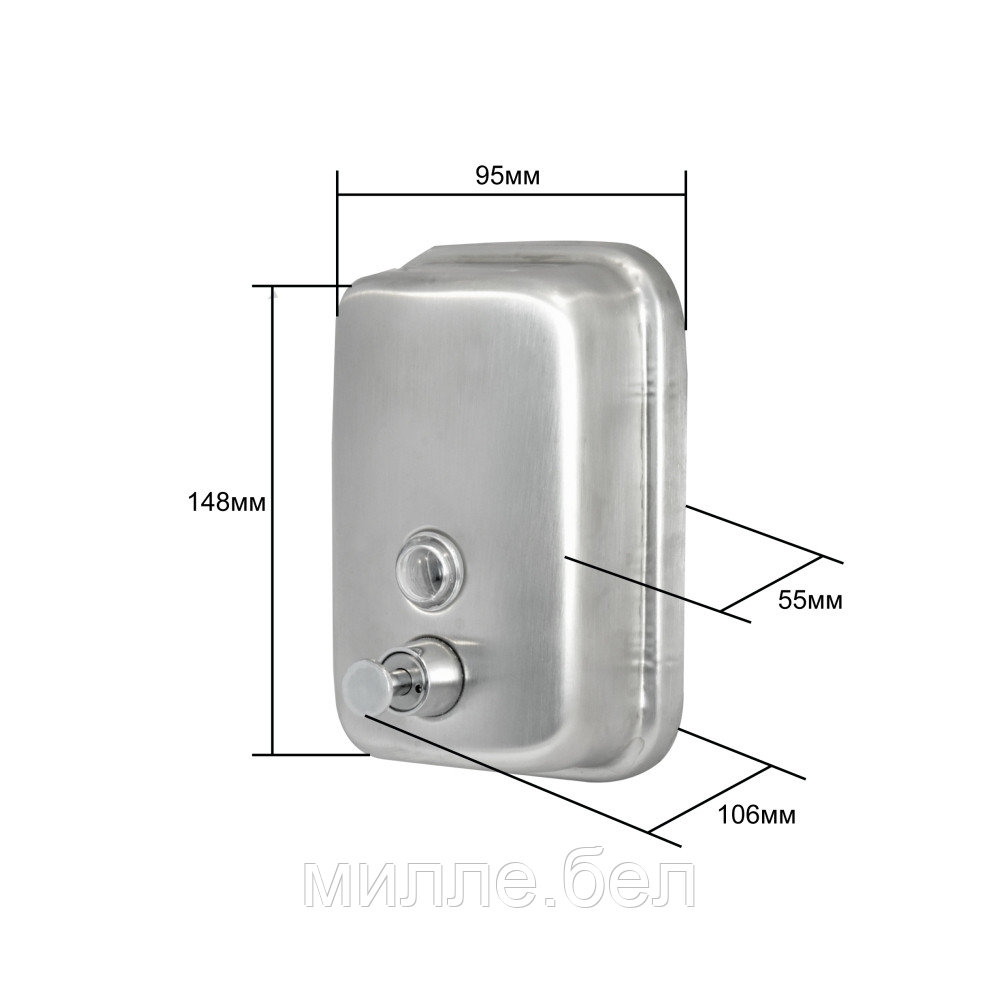 Антивандальный дозатор для жидкого мыла Solinne ТМ 801 ML (500мл), нержавейка матовый - фото 6 - id-p146570207