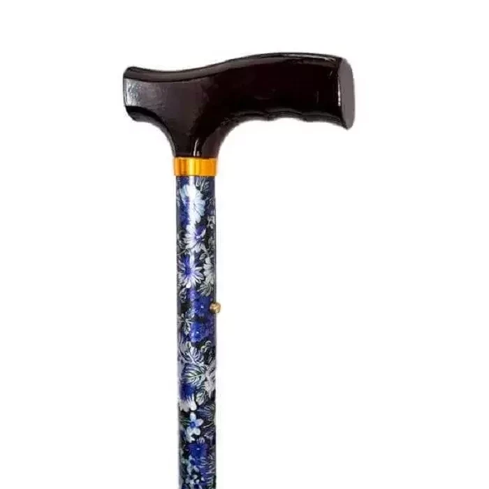 Трость опорная cкладная с Т-образной деревянной ручкой для ходьбы (10121) цвет "пионы" - фото 2 - id-p214731187