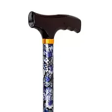 Трость опорная cкладная с Т-образной деревянной ручкой для ходьбы (10121) цвет "пионы", фото 3