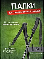 Палки для скандинавской ходьбы S-Maker / складные треккинговые (чёрный)