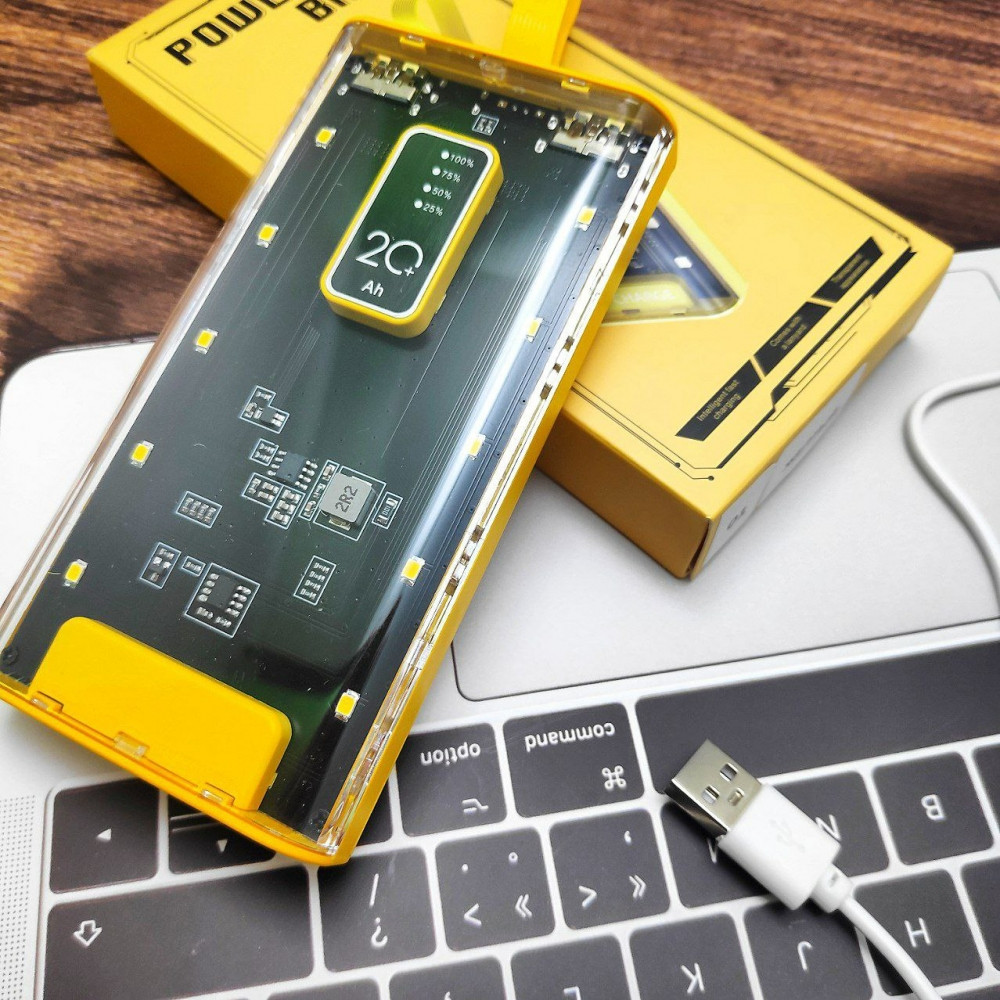 Портативное зарядное устройство Power Bank 10000mAh CYBERPUNK Style с индикатором батареи Желтый - фото 2 - id-p209897888