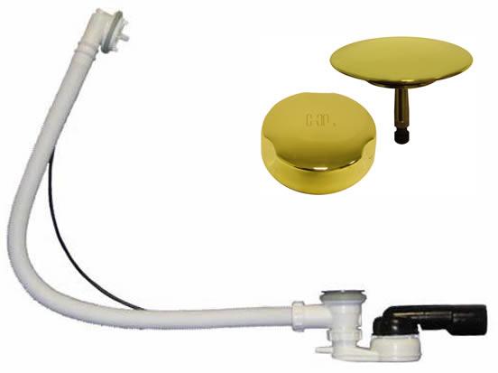 Сифон полуавтомат для ванны HL, "самопромывной", с поворотным шарниром, видимые части ЗОЛОТО - фото 1 - id-p214735294
