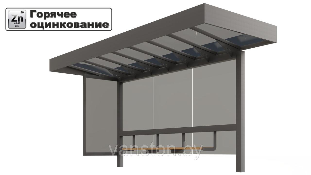 Павильон остановочный с фризом, оцинкованный, L=5340мм.
