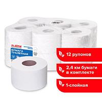 Бумага туалетная 200 м, LAIMA (T2), UNIVERSAL WHITE, 1-слойная, цвет белый, КОМПЛЕКТ 12 рулонов ЦЕНА БЕЗ НДС