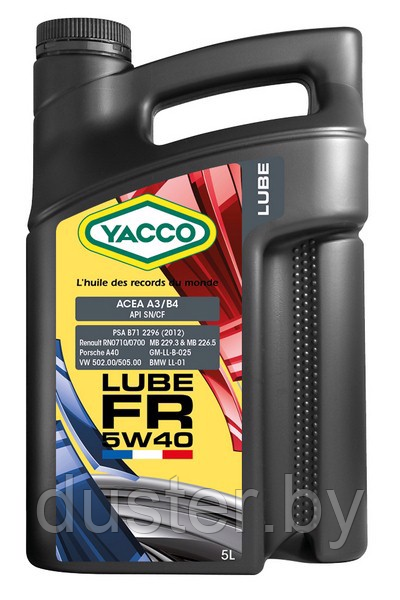 Моторное масло YACCO 5W40 LUBE FR 5 л (Франция) - фото 2 - id-p117297059