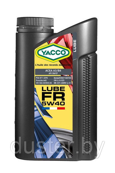 Моторное масло YACCO 5W40 LUBE FR 1 л (Франция) - фото 1 - id-p214739477