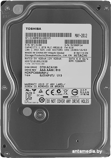 Жесткий диск Toshiba DT01ACA 1TB (DT01ACA100) - фото 1 - id-p214743102
