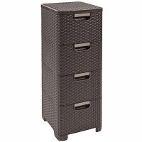 Комод X4 STYLE RATTAN DRAWER x4 DBR 210, тёмно-коричневый.