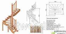 Деревянная лестница с поворотом на 180 К-003м