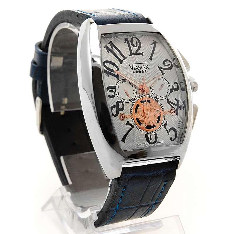 Мужские наручные часы Viamax A3337G на широком кожаном ремне - фото 4 - id-p214757143