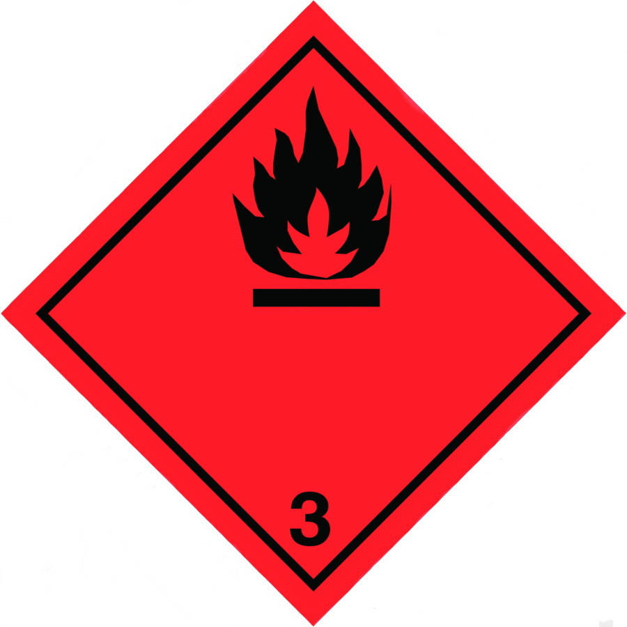 Наклейка: Знак опасности 3 "Легковоспламеняющиеся жидкости" 100х100 мм (черные надпись и изображение) - фото 1 - id-p214776044