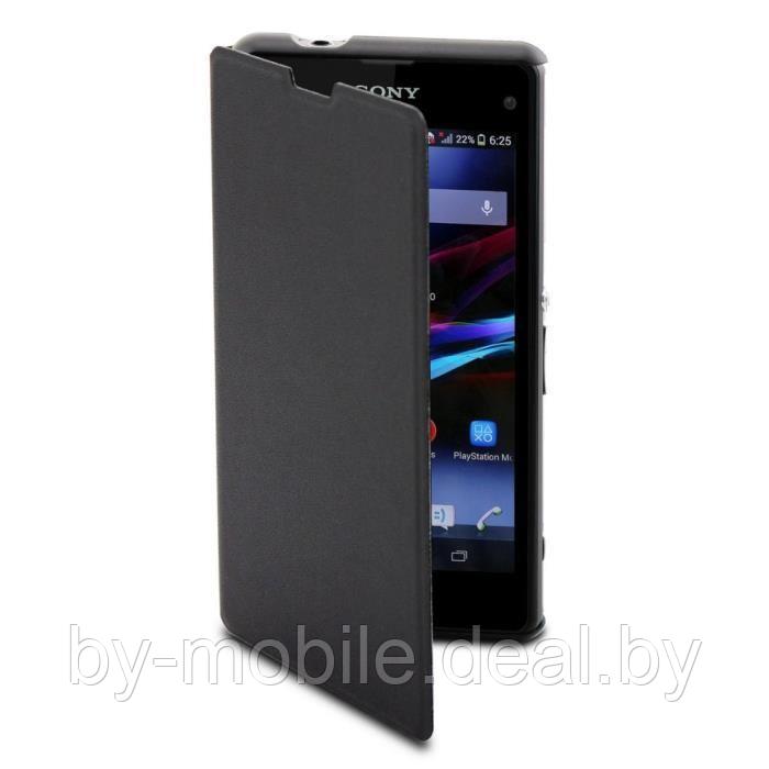 Чехол книжка valenta Sony Xperia Z1 Compact чёрный с1060 (кожа)
