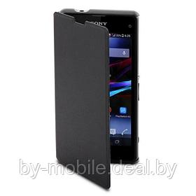 Чехол книжка valenta Sony Xperia Z1 Compact чёрный с1060 (кожа)