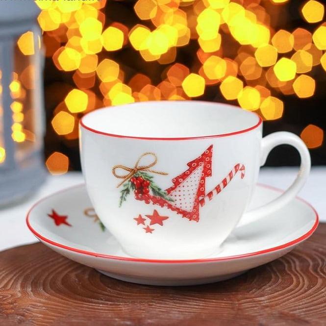 Подарочный чайный набор «Новогоднее настроение»: кружка и блюдце - фото 1 - id-p214776253
