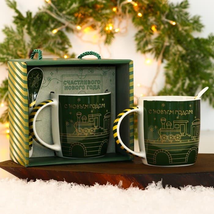 Подарочный чайный набор «Новогодний экспресс»: кружка и ложка - фото 1 - id-p214776254