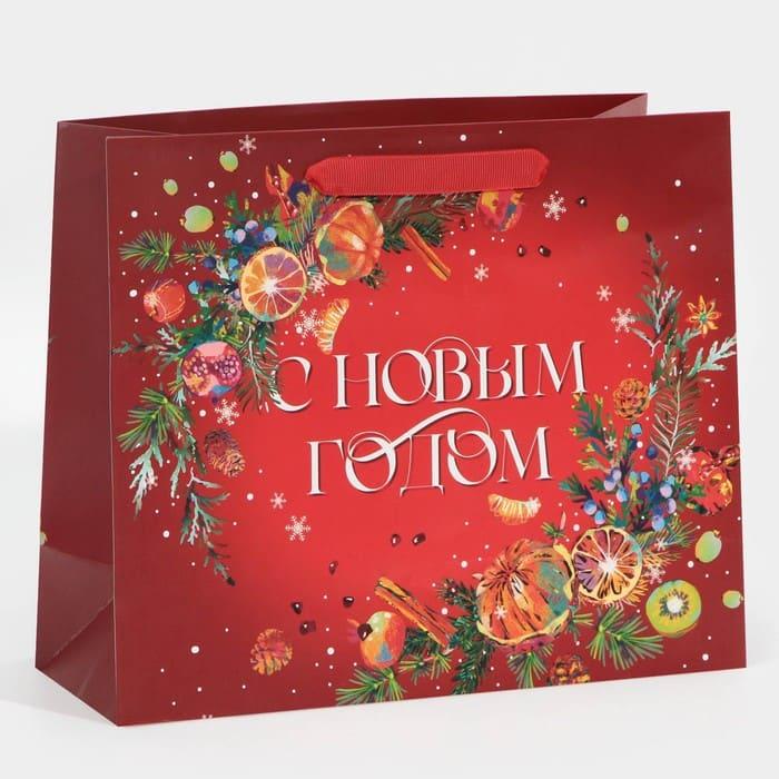 Подарочный горизонтальный пакет «Новогодний аромат» 27 × 23 × 11,5 см - фото 1 - id-p214776260